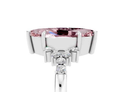 White gold Marquise Cut Morganite Ring with Side Stones and Four-Prong Setting_65