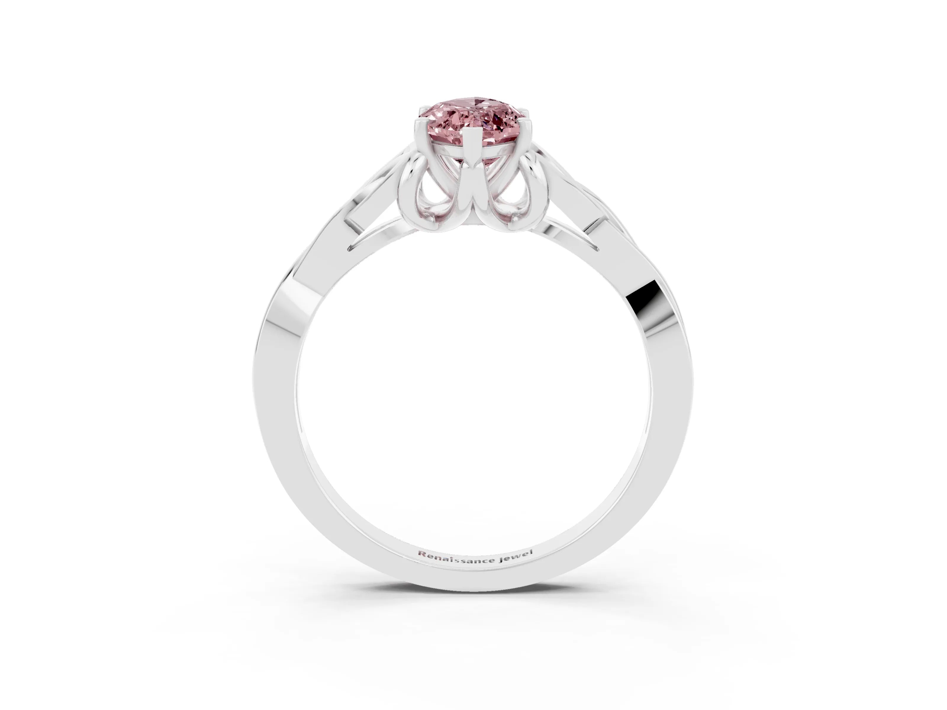 White gold Marquise Cut Morganite Solitaire Celtic Knot Ring with Four-Prong Setting_15