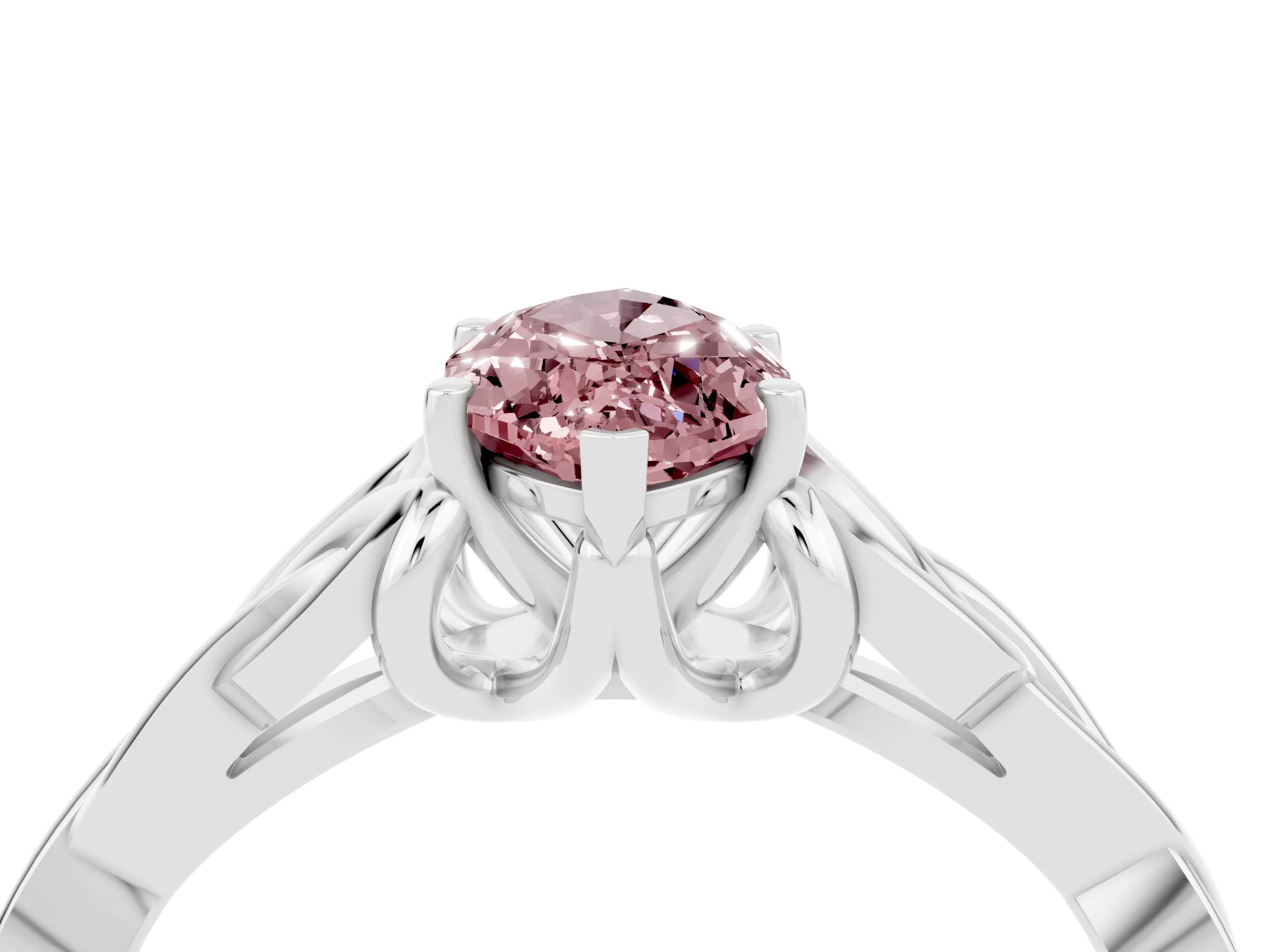 White gold Marquise Cut Morganite Solitaire Celtic Knot Ring with Four-Prong Setting_16