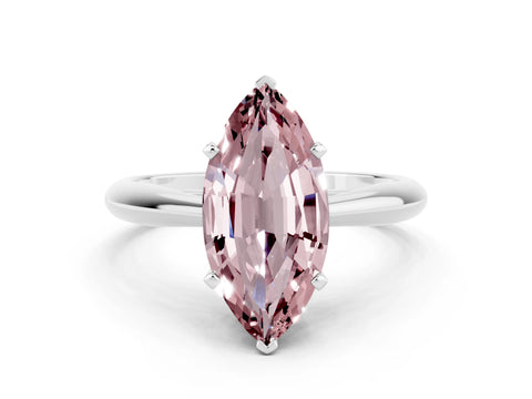 White gold Marquise Cut Morganite Solitaire Engagement Ring with Cathedral Setting and Four-Prong Mount_12