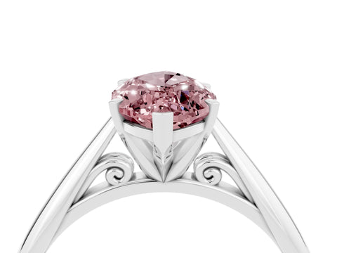 White gold Marquise Cut Morganite Solitaire Engagement Ring with Cathedral Setting and Four-Prong Mount_16