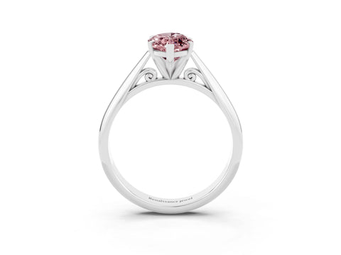 White gold Marquise Cut Morganite Solitaire Engagement Ring with Cathedral Setting and Four-Prong Mount_27
