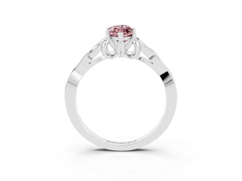 White gold Marquise Cut Morganite Solitaire Engagement Ring with Celtic Knot Band and Four-Prong Setting_3