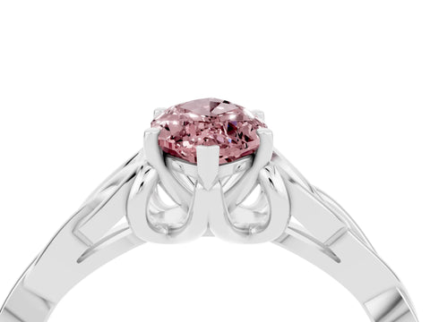 White gold Marquise Cut Morganite Solitaire Engagement Ring with Celtic Knot Band and Four-Prong Setting_4