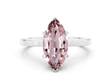 White gold Marquise Cut Morganite Solitaire Engagement Ring with Classic Band and Four-Prong Setting_24
