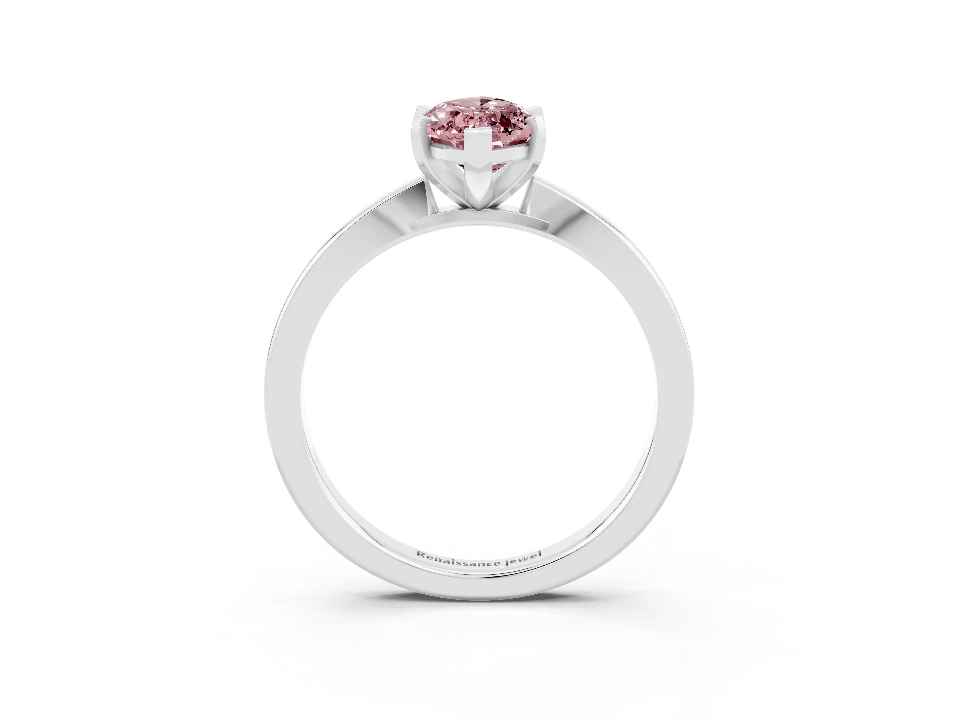 White gold Marquise Cut Morganite Solitaire Engagement Ring with Classic Band and Four-Prong Setting_27
