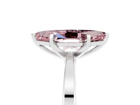 White gold Marquise Cut Morganite Solitaire Engagement Ring with Classic Band and Four-Prong Setting_29