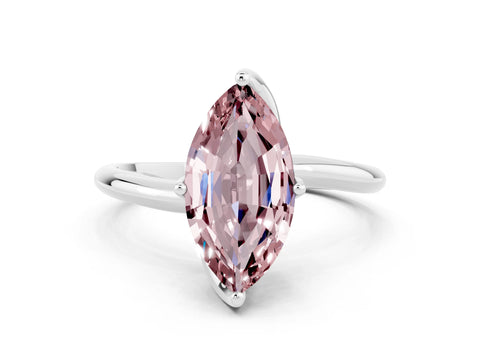 White gold Marquise Cut Morganite Solitaire Engagement Ring with Four-Prong Setting and Classic Band_36