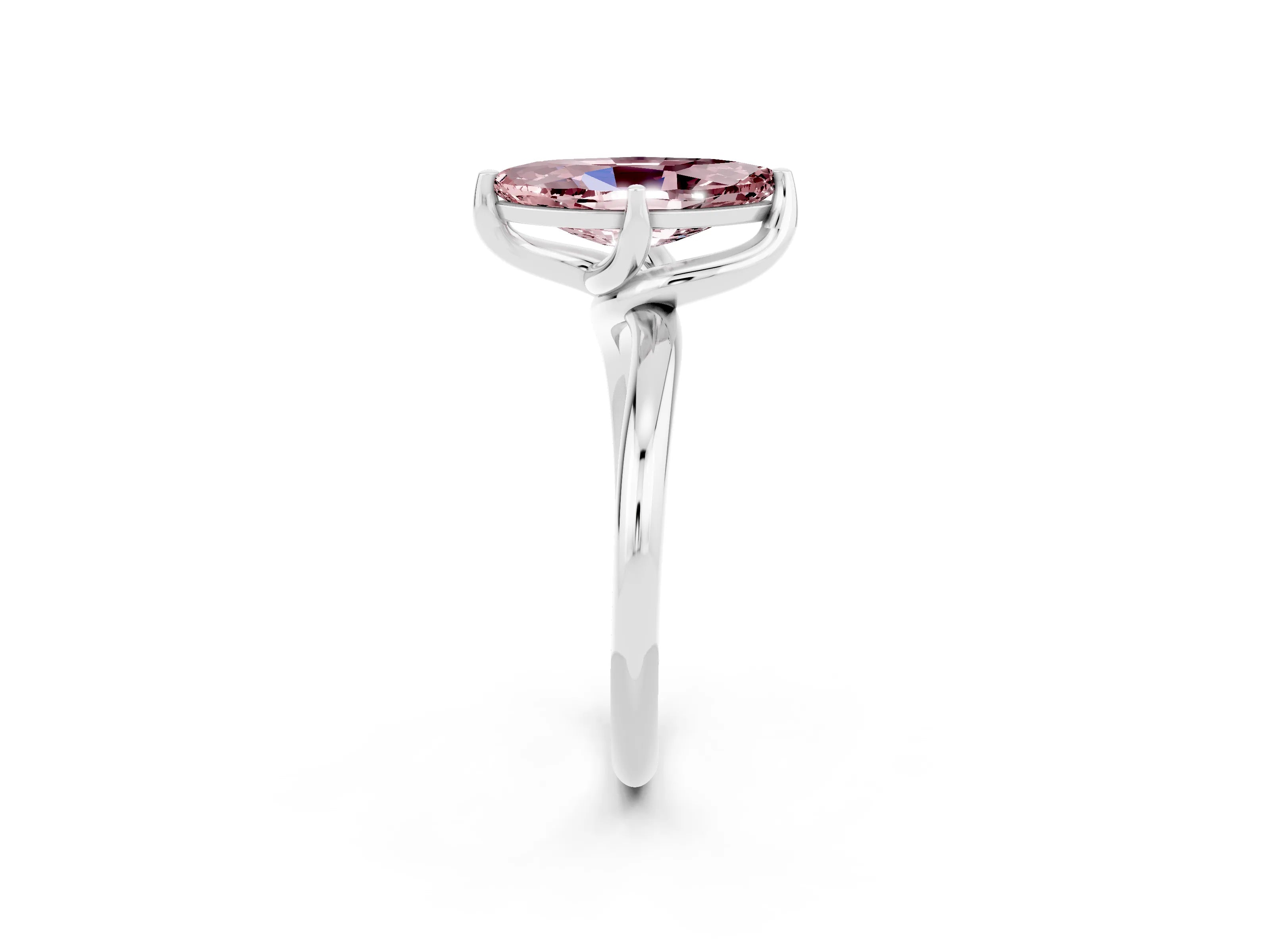 White gold Marquise Cut Morganite Solitaire Engagement Ring with Four-Prong Setting and Classic Band_38