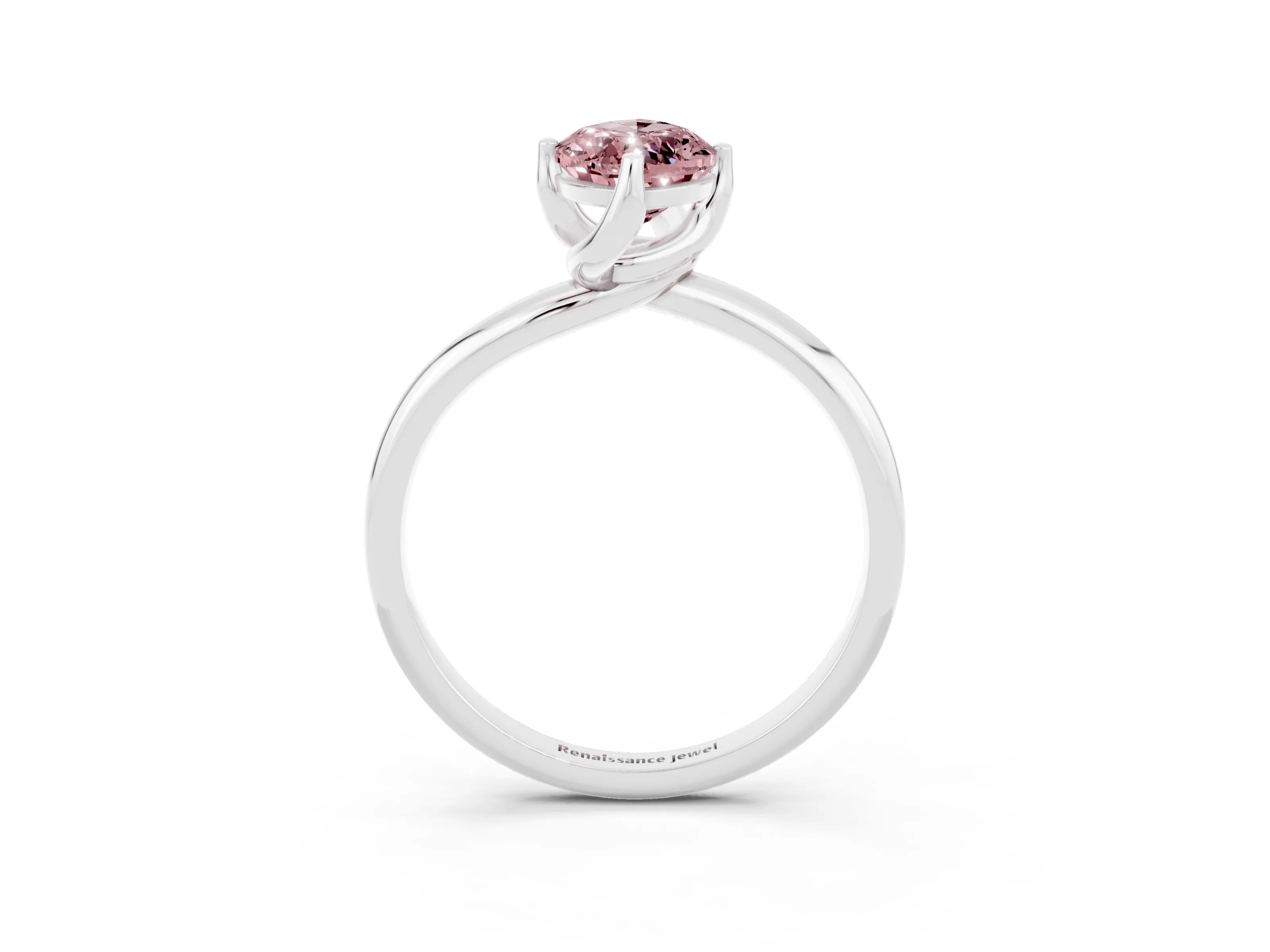 White gold Marquise Cut Morganite Solitaire Engagement Ring with Four-Prong Setting and Classic Band_39