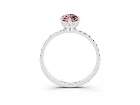 White gold Marquise Cut Morganite Solitaire Engagement Ring with Pavé Band and Prong Setting_3