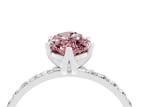 White gold Marquise Cut Morganite Solitaire Engagement Ring with Pavé Band and Prong Setting_4