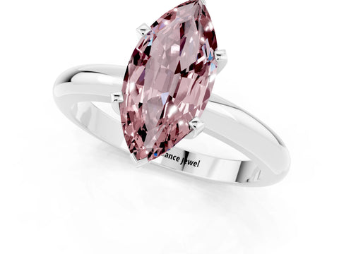 White gold Marquise Cut Morganite Solitaire Engagement Ring with Round Band and Four-Prong Setting_13