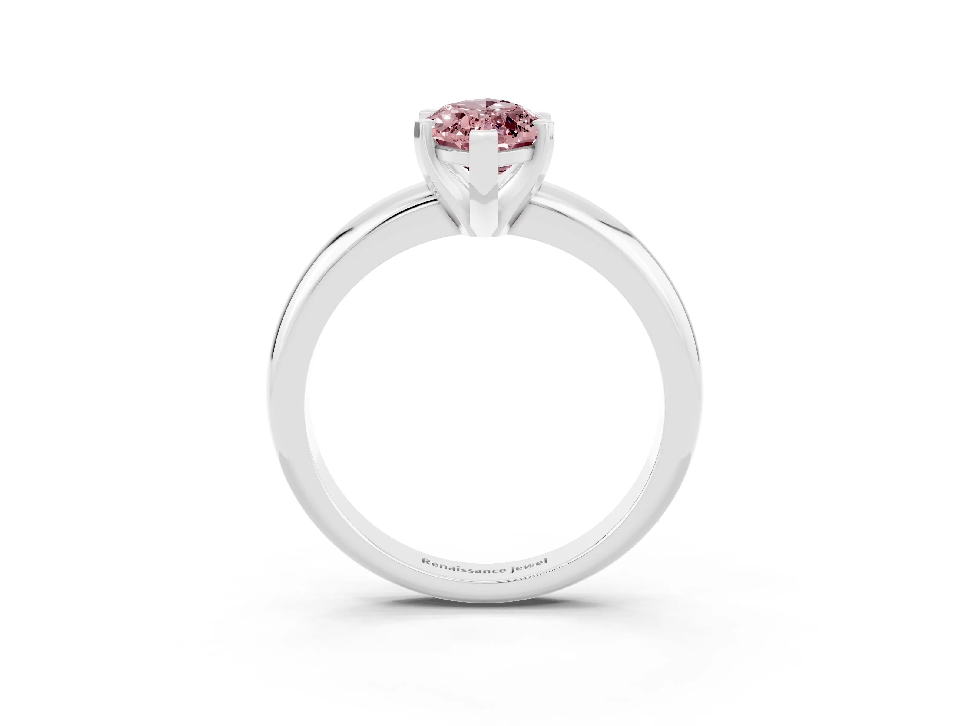 White gold Marquise Cut Morganite Solitaire Engagement Ring with Round Band and Four-Prong Setting_15
