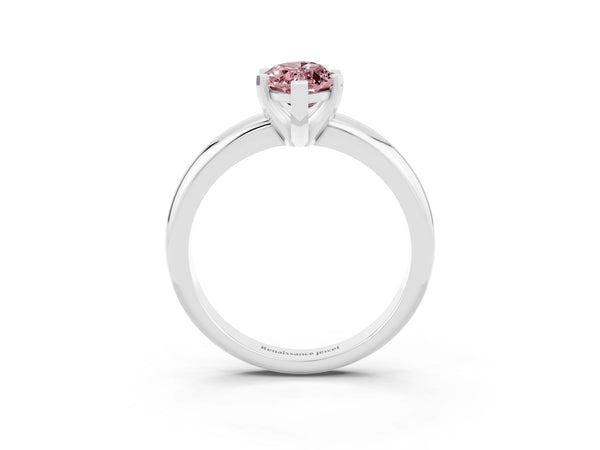 Platinum Marquise Cut Morganite Solitaire Engagement Ring with Round Band and Four-Prong Setting