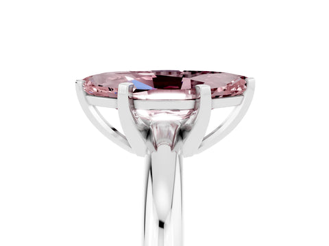 White gold Marquise Cut Morganite Solitaire Engagement Ring with Round Band and Four-Prong Setting_17