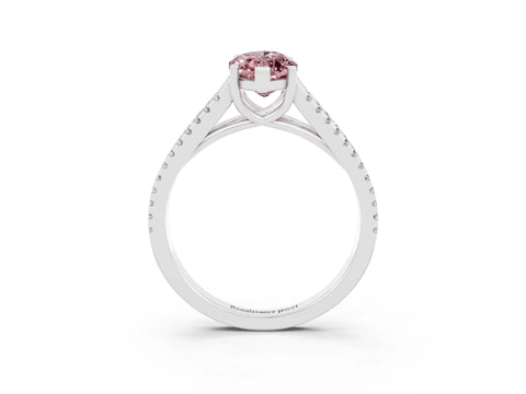 White gold Marquise Cut Morganite Solitaire Engagement Ring with Split Shank Pavé Band_3