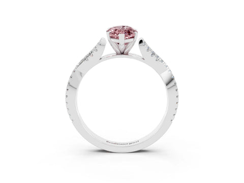 White gold Marquise Cut Morganite Solitaire Engagement Ring with Twisted Pavé Band and Four-Prong Setting_3