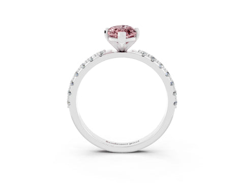 White gold Marquise Cut Morganite Solitaire Pavé Band with Four-Prong Setting_3