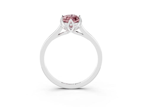 White gold Marquise Cut Morganite Solitaire Ring with Flower Prong Setting and Classic Band_15