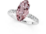 White gold Marquise Cut Morganite Solitaire Ring with Pavé Accents and Four-Prong Setting_1