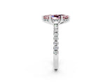 White gold Marquise Cut Morganite Solitaire Ring with Pavé Band and Four-Prong Setting_26