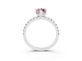 White gold Marquise Cut Morganite Solitaire Ring with Pavé Band and Four-Prong Setting_27