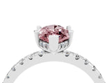 White gold Marquise Cut Morganite Solitaire Ring with Pavé Band and Four-Prong Setting_28