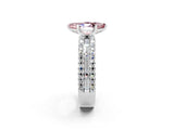 White gold Marquise Cut Morganite Solitaire Ring with Pavé and Channel Set Band_2