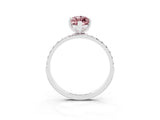 White gold Marquise Cut Morganite Solitaire Ring with Pave Band and Four Prong Setting_15