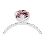 White gold Marquise Cut Morganite Solitaire Ring with Pave Band and Four Prong Setting_16