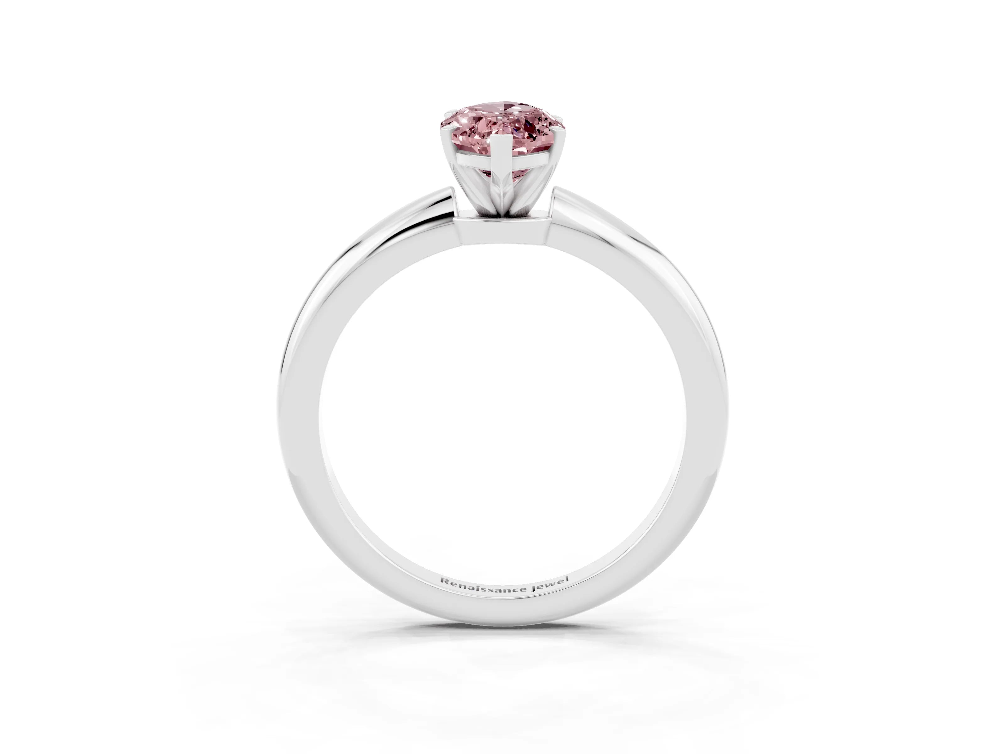White gold Marquise Cut Morganite Solitaire Ring with Six-Prong Setting and Classic Band_3