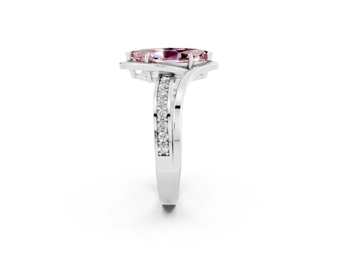 White gold Marquise Cut Morganite Solitaire Ring with Split Shank and Prong Setting_2