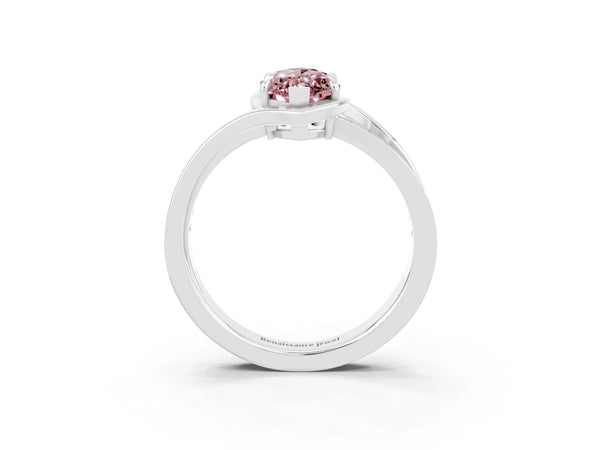 Platinum Marquise Cut Morganite Solitaire Ring with Split Shank and Prong Setting