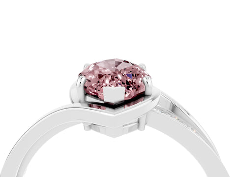 White gold Marquise Cut Morganite Solitaire Ring with Split Shank and Prong Setting_4