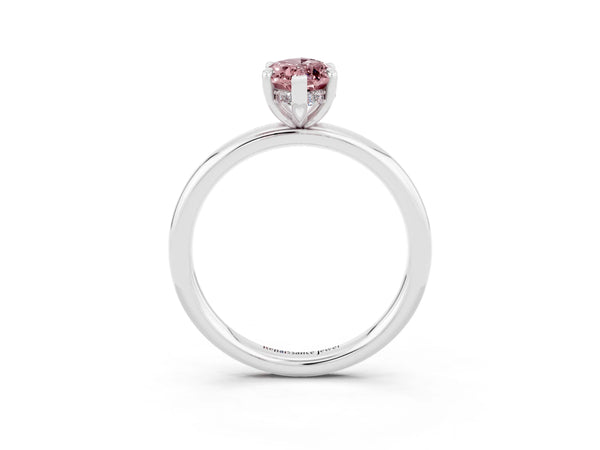 White gold Marquise Cut Morganite Solitaire Ring with Thin Band and Four-Prong Setting