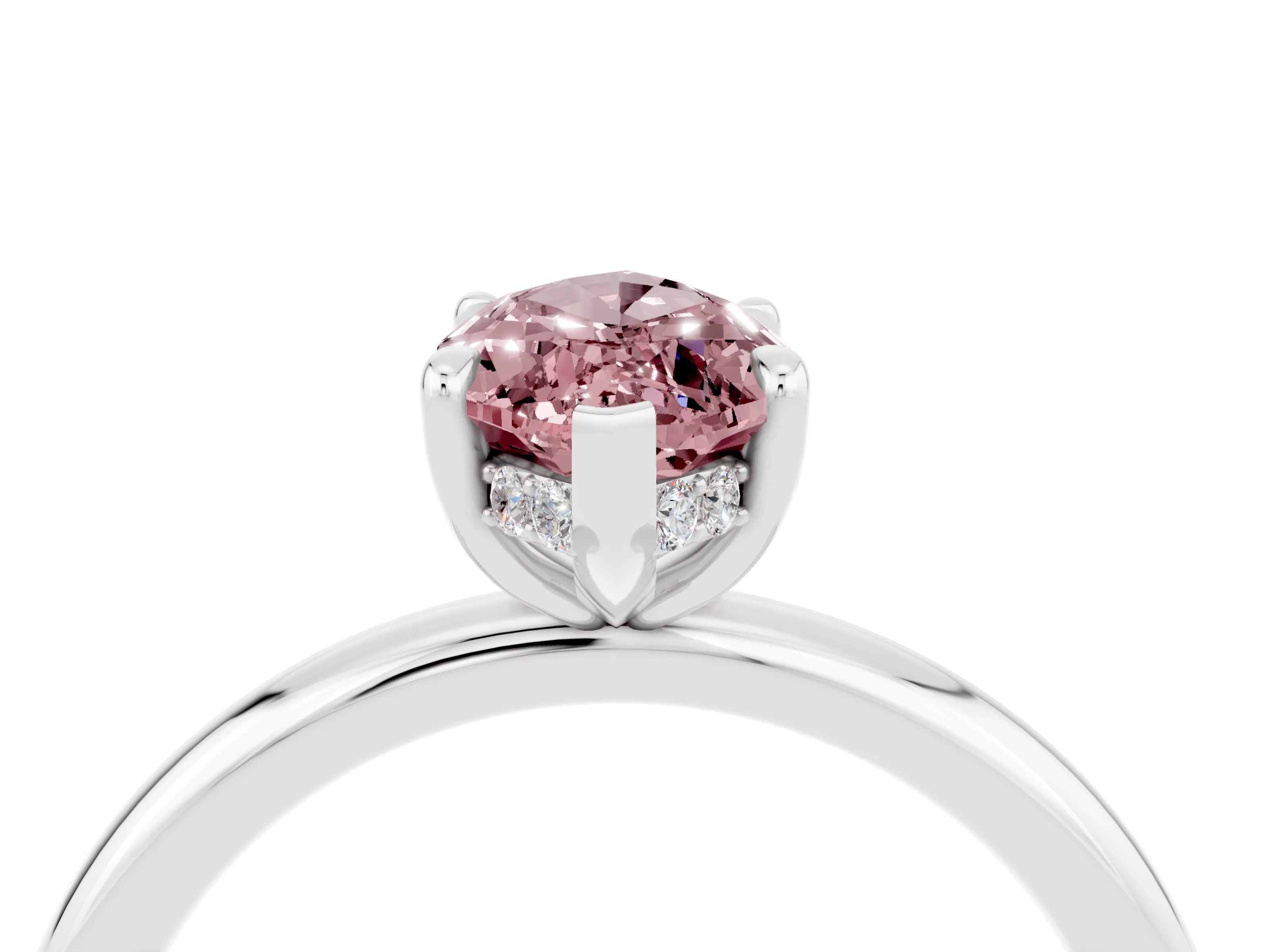 White gold Marquise Cut Morganite Solitaire Ring with Thin Band and Four-Prong Setting_16
