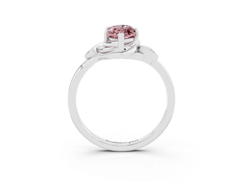 White gold Marquise Cut Morganite Solitaire Ring with Twist Band and Four-Prong Setting_15