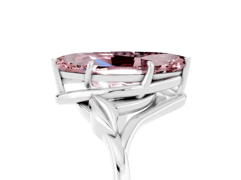 White gold Marquise Cut Morganite Solitaire Ring with Twist Band and Four-Prong Setting_41