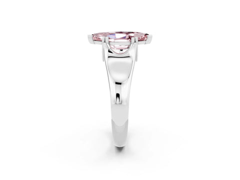 White gold Marquise Cut Morganite Solitaire Ring with Wide Band and Prong Setting_2