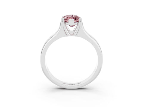 White gold Marquise Cut Morganite Solitaire Ring with Wide Band and Prong Setting_3