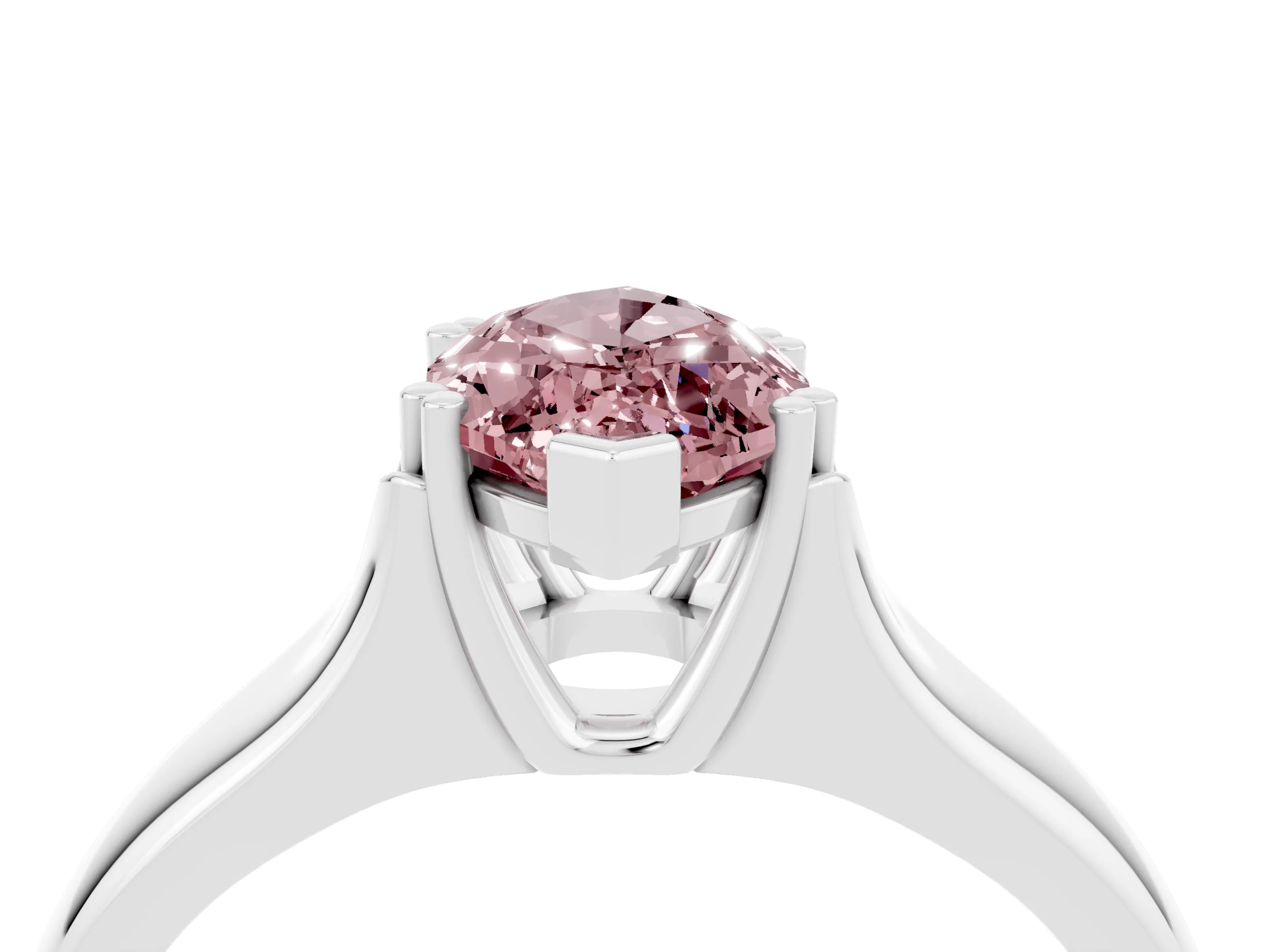 White gold Marquise Cut Morganite Solitaire Ring with Wide Band and Prong Setting_4