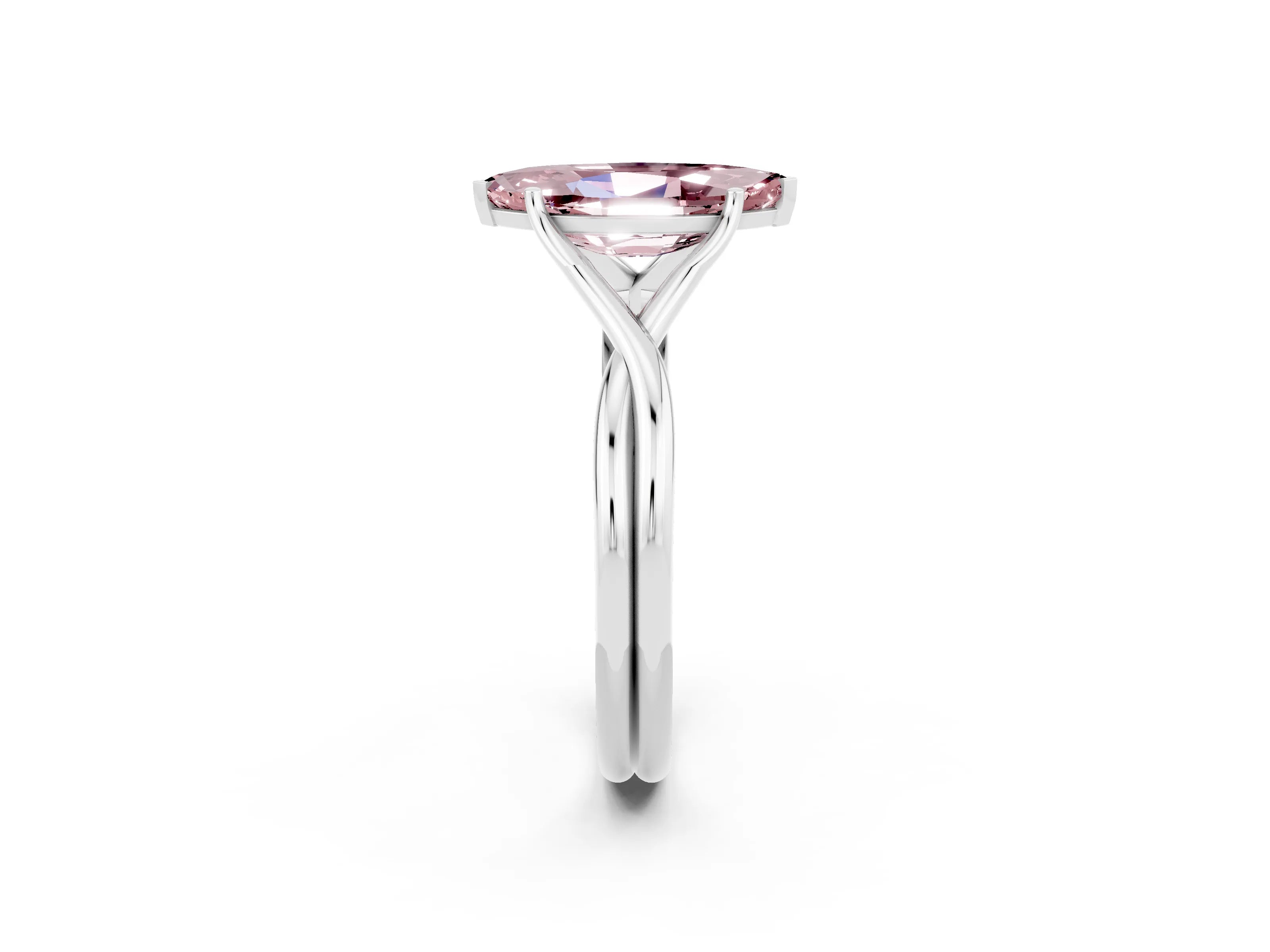 White gold Marquise Cut Morganite Solitaire Twist Band Prong Setting Ring_26