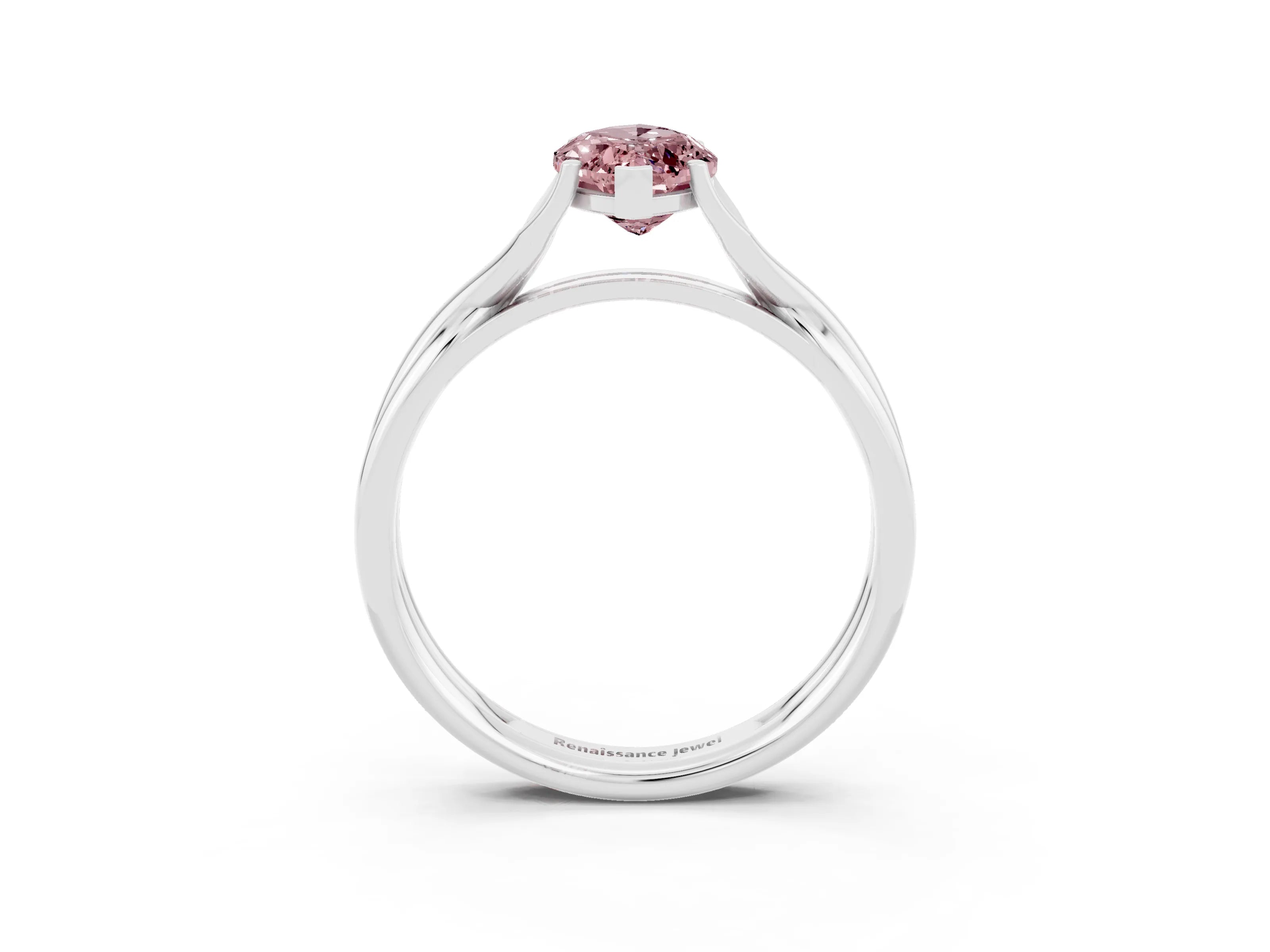 White gold Marquise Cut Morganite Solitaire Twist Band Prong Setting Ring_27