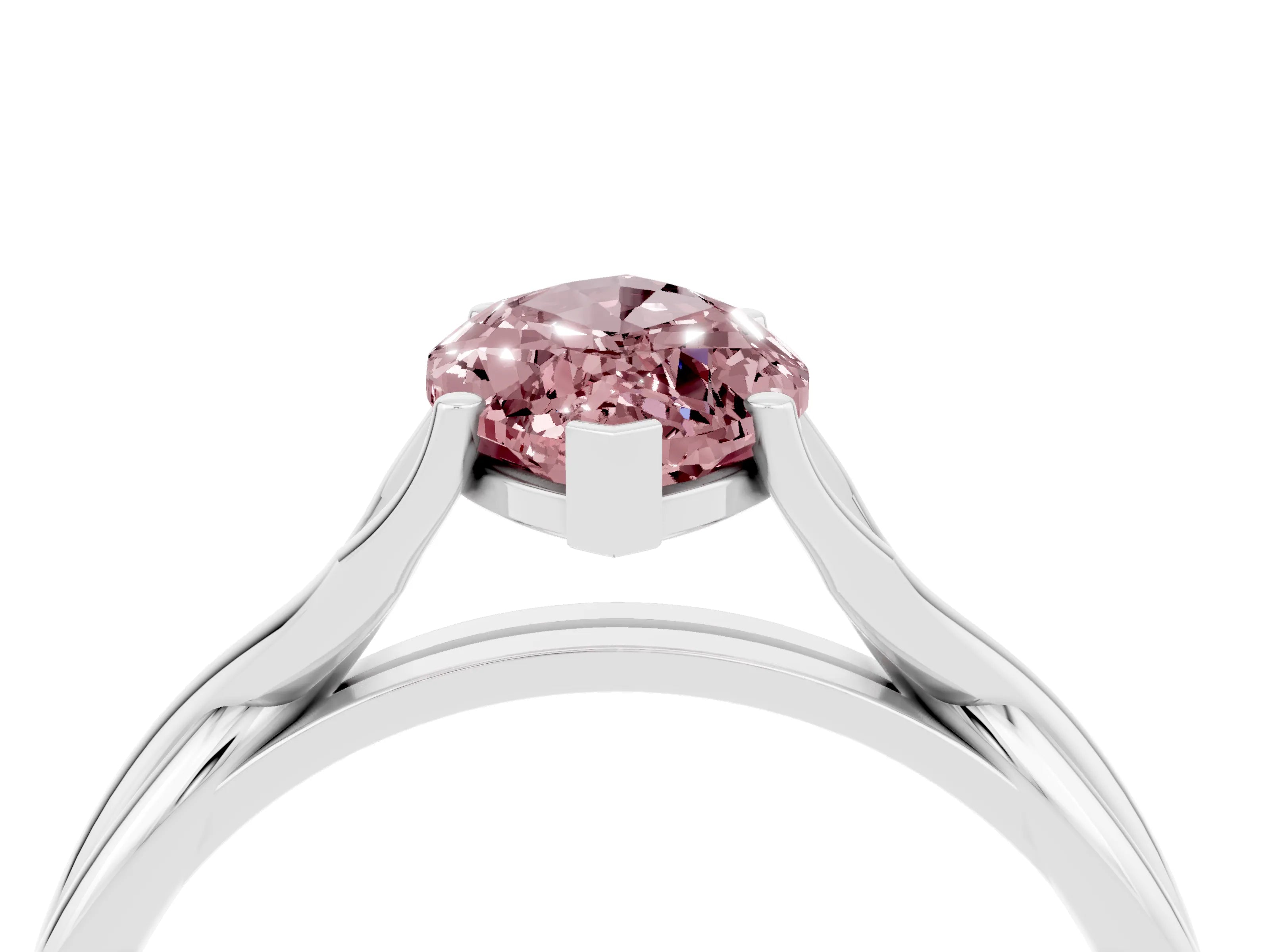 White gold Marquise Cut Morganite Solitaire Twist Band Prong Setting Ring_28