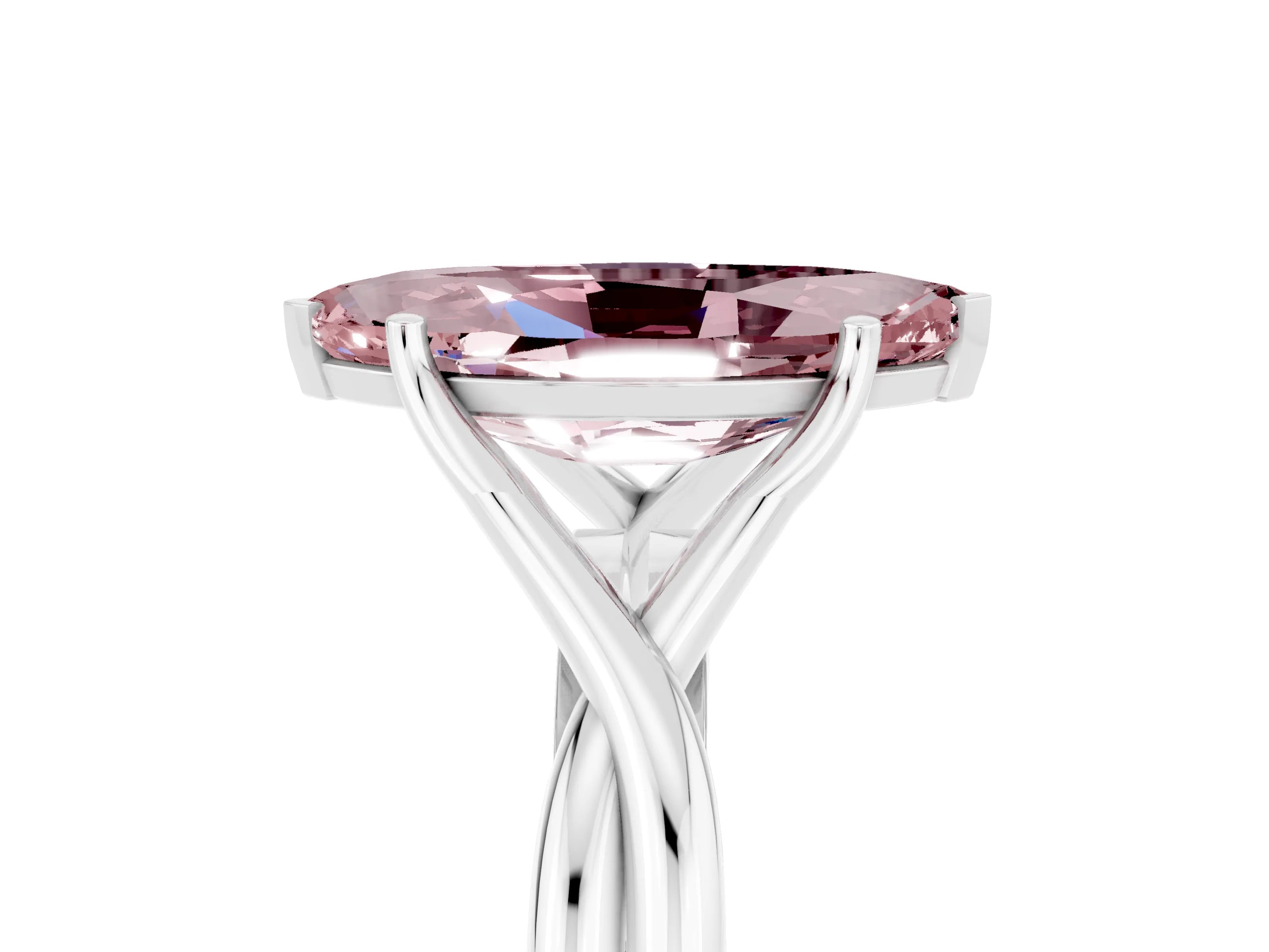 White gold Marquise Cut Morganite Solitaire Twist Band Prong Setting Ring_29