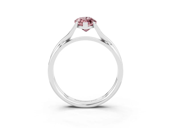 Platinum Marquise Cut Morganite Solitaire Twist Band Prong Setting Ring