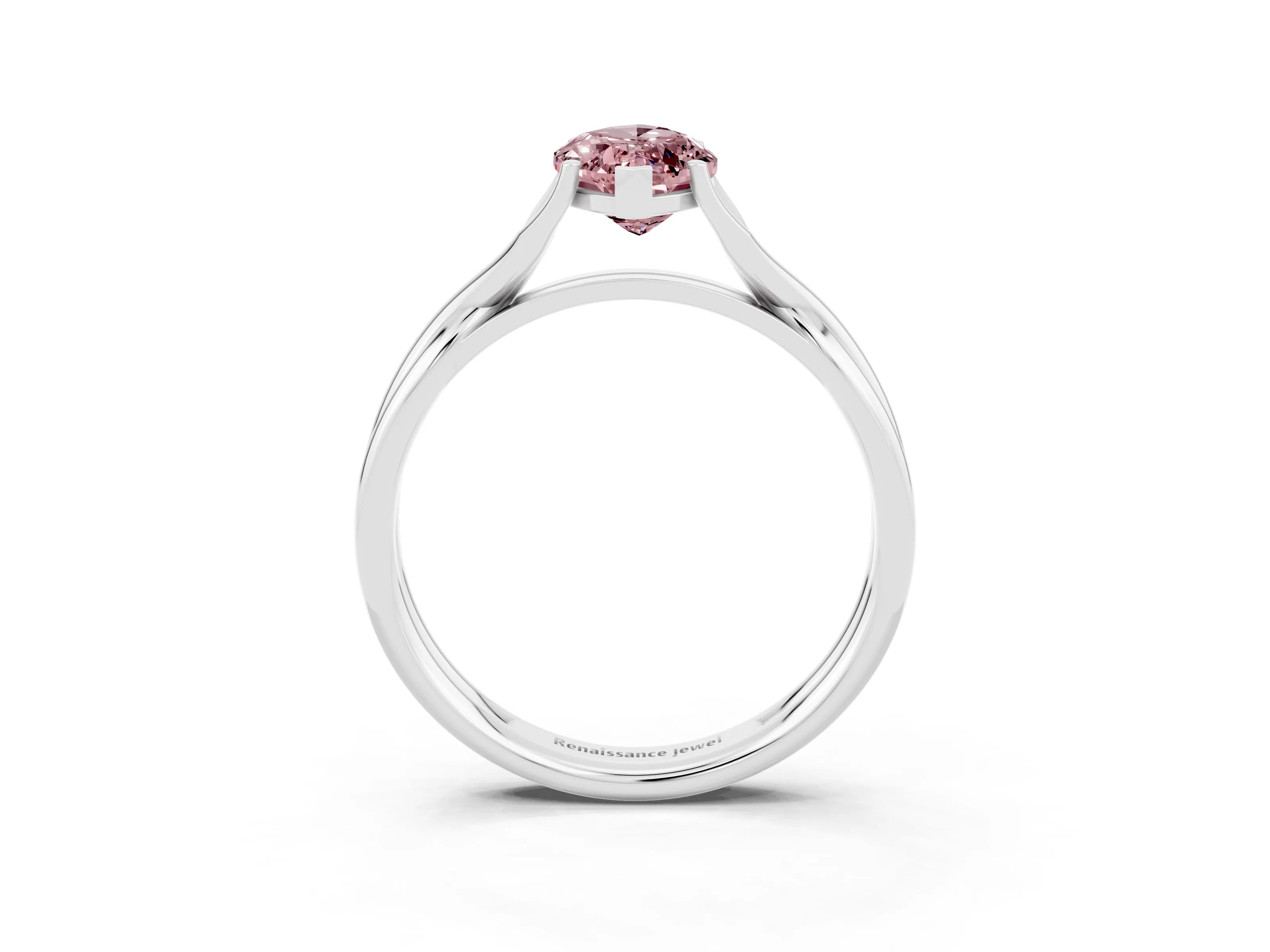 White gold Marquise Cut Morganite Solitaire Twist Band Prong Setting Ring_39