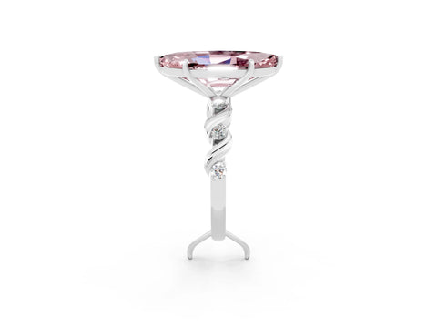 White gold Marquise Cut Morganite Solitaire Twisted Band with Round  Accents and Prong Setting_26