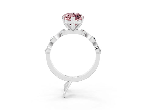 White gold Marquise Cut Morganite Solitaire Twisted Band with Round  Accents and Prong Setting_28